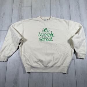 Clare V. Sweatshirt Pullover Women's M Cream Le Weekend Embroidered Crewneck